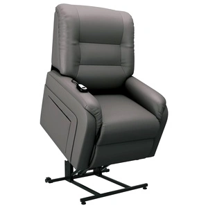 Електрически изправящ ТВ реклайнер, сив, изкуствена кожа