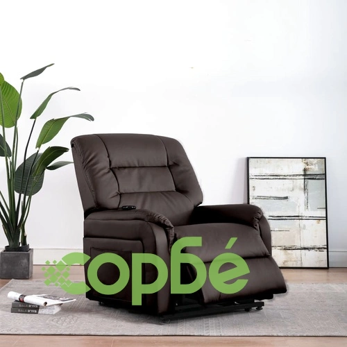 Електрически изправящ ТВ реклайнер, кафяв, изкуствена кожа ➤ топ цена ➤ sorbe.bg