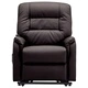 Електрически изправящ ТВ реклайнер, кафяв, изкуствена кожа