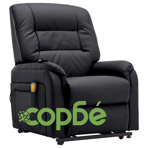 Електрически изправящ масажен реклайнер черен изкуствена кожа ➤ топ цена ➤ sorbe.bg