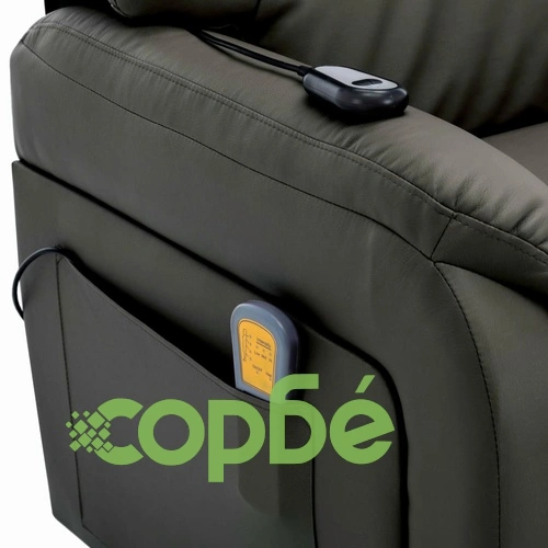 Електрически изправящ масажен ТВ реклайнер сив изкуствена кожа ➤ топ цена ➤ sorbe.bg