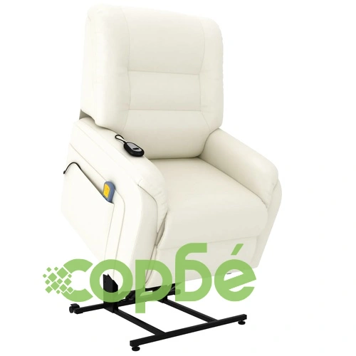 Електрически изправящ масажен реклайнер кремав изкуствена кожа ➤ топ цена ➤ sorbe.bg
