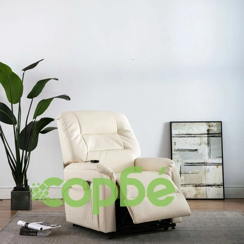 Електрически изправящ масажен реклайнер кремав изкуствена кожа ➤ топ цена ➤ sorbe.bg