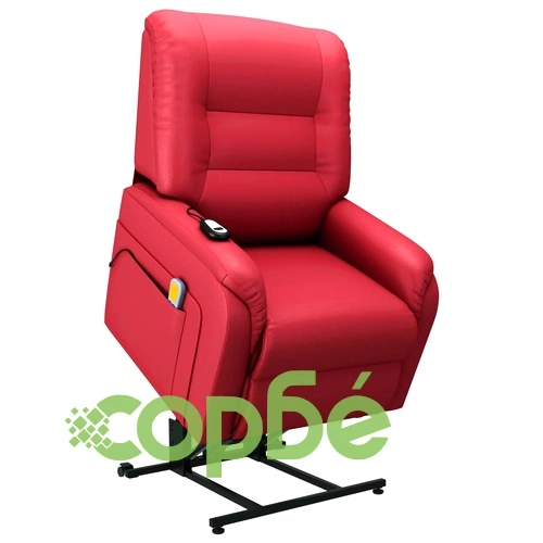Електрически изправящ масажен реклайнер червен изкуствена кожа ➤ топ цена ➤ sorbe.bg