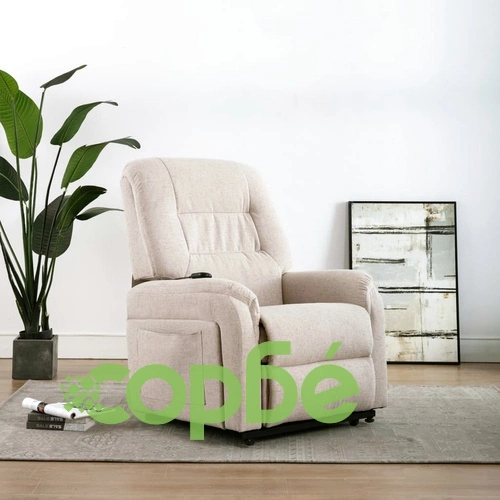 Електрически изправящ ТВ реклайнер, кремав, текстил ➤ топ цена ➤ sorbe.bg