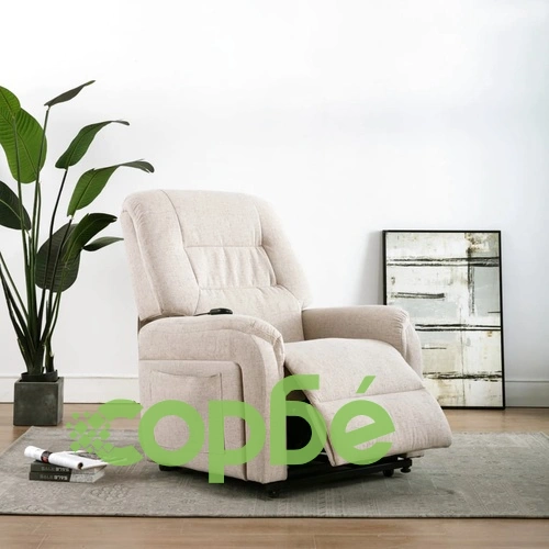 Електрически изправящ ТВ реклайнер, кремав, текстил ➤ топ цена ➤ sorbe.bg