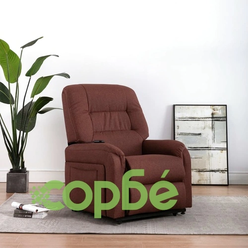 Електрически изправящ ТВ реклайнер, кафяв, текстил ➤ топ цена ➤ sorbe.bg