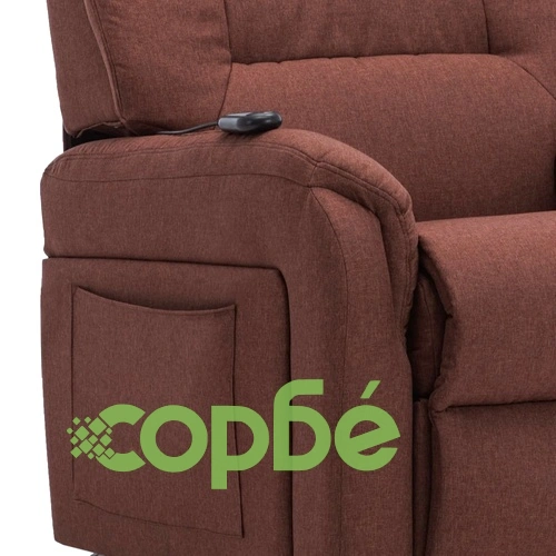 Електрически изправящ ТВ реклайнер, кафяв, текстил ➤ топ цена ➤ sorbe.bg