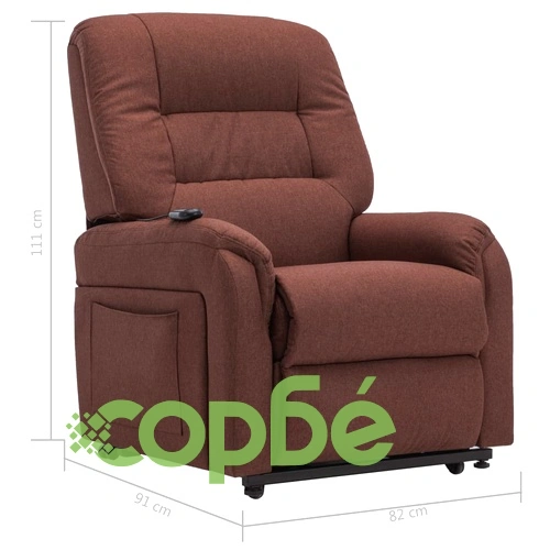 Електрически изправящ ТВ реклайнер, кафяв, текстил ➤ топ цена ➤ sorbe.bg