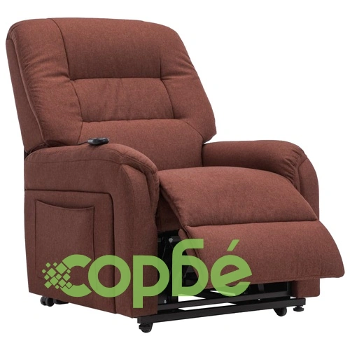 Електрически изправящ ТВ реклайнер, кафяв, текстил ➤ топ цена ➤ sorbe.bg