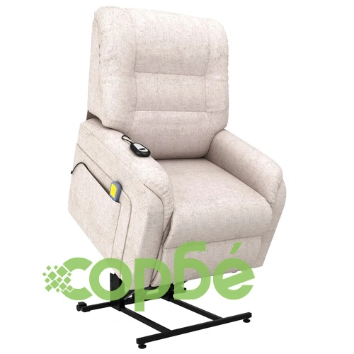 Електрически изправящ масажен ТВ реклайнер, кремав, текстил ➤ топ цена ➤ sorbe.bg