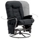 Реклайнер с табуретка, черен, изкуствена кожа