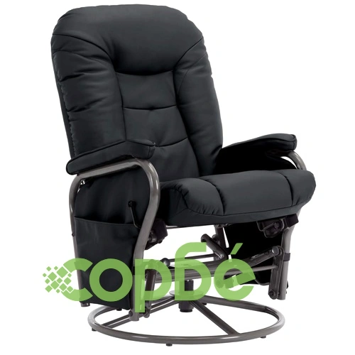Реклайнер с табуретка, черен, изкуствена кожа ➤ топ цена ➤ sorbe.bg