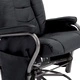 Реклайнер с табуретка, черен, изкуствена кожа