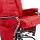 Реклайнер с табуретка, червен, изкуствена кожа