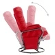 Реклайнер с табуретка, червен, изкуствена кожа