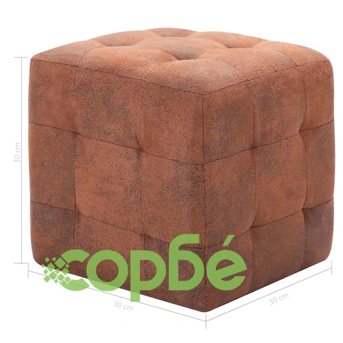 Нощни шкафчета, 2 бр, кафяви, 30x30x30 см, изкуствен велур ➤ топ цена ➤ sorbe.bg