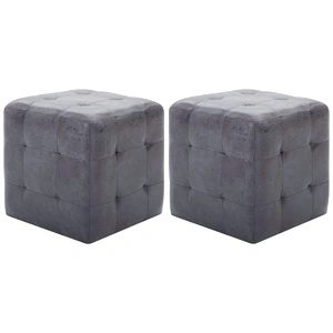 Нощни шкафчета, 2 бр, сиви, 30x30x30 см, изкуствен велур