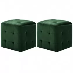 Нощни шкафчета, 2 бр, зелени, 30x30x30 см, кадифен текстил