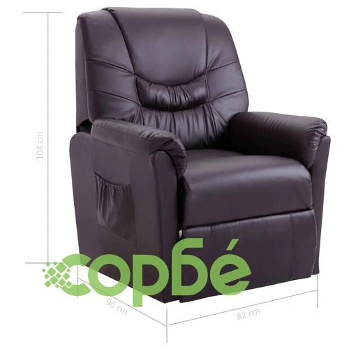 Реклайнер, кафяв, изкуствена кожа ➤ топ цена ➤ sorbe.bg