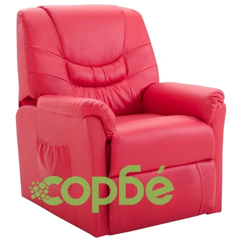 Реклайнер, червен, изкуствена кожа ➤ топ цена ➤ sorbe.bg