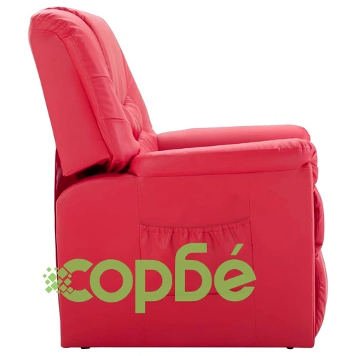 Реклайнер, червен, изкуствена кожа ➤ топ цена ➤ sorbe.bg