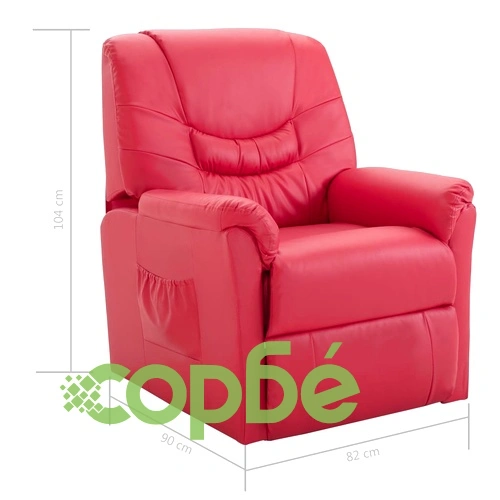 Реклайнер, червен, изкуствена кожа ➤ топ цена ➤ sorbe.bg
