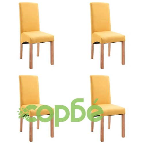 Трапезни столове, 4 бр, жълти, текстил ➤ топ цена ➤ sorbe.bg