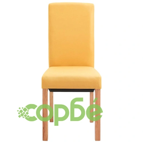 Трапезни столове, 4 бр, жълти, текстил ➤ топ цена ➤ sorbe.bg