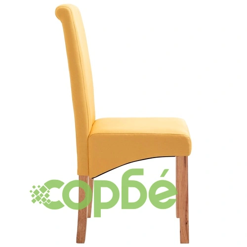 Трапезни столове, 4 бр, жълти, текстил ➤ топ цена ➤ sorbe.bg