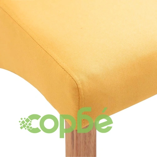 Трапезни столове, 4 бр, жълти, текстил ➤ топ цена ➤ sorbe.bg