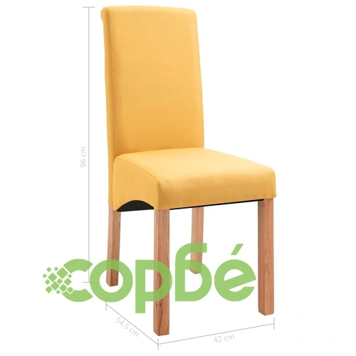 Трапезни столове, 4 бр, жълти, текстил ➤ топ цена ➤ sorbe.bg