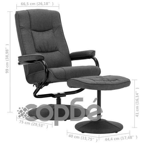 Реклайнер стол с поставка за крака, тъмносив, плат ➤ топ цена ➤ sorbe.bg