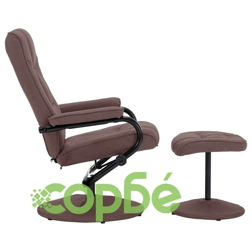 Реклайнер стол с поставка за крака, кафяв, плат ➤ топ цена ➤ sorbe.bg