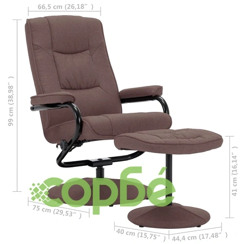 Реклайнер стол с поставка за крака, кафяв, плат ➤ топ цена ➤ sorbe.bg