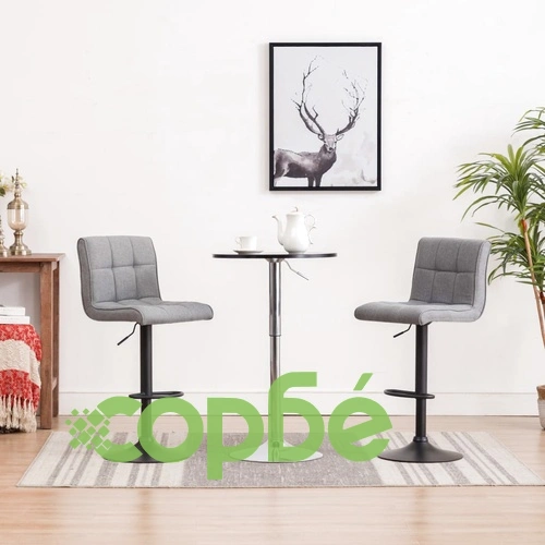 Бар табуретки, 2 бр, светлосиви, текстил ➤ топ цена ➤ sorbe.bg