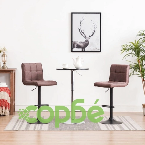 Бар табуретки, 2 бр, таупе, текстил ➤ топ цена ➤ sorbe.bg