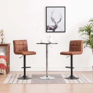 Бар табуретки, 2 бр, кафяви, изкуствен велур