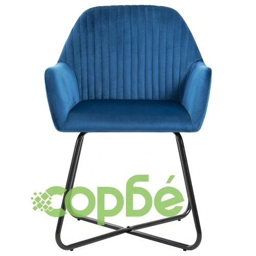 Трапезни столове, 2 бр, сини, кадифе ➤ топ цена ➤ sorbe.bg