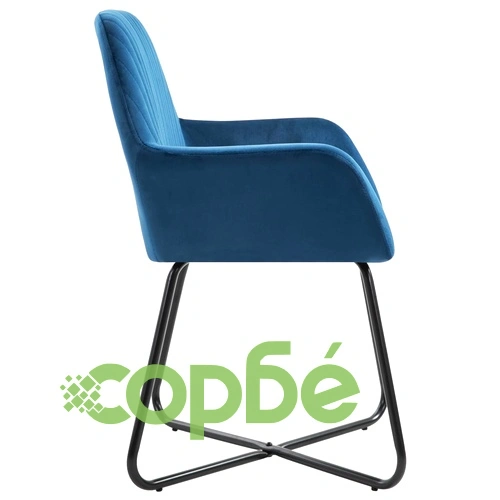 Трапезни столове, 2 бр, сини, кадифе ➤ топ цена ➤ sorbe.bg