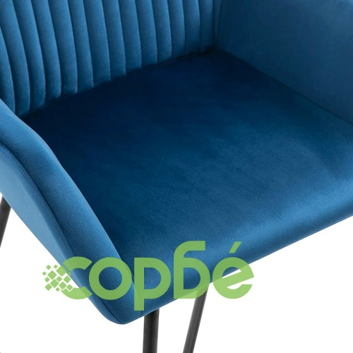 Трапезни столове, 2 бр, сини, кадифе ➤ топ цена ➤ sorbe.bg