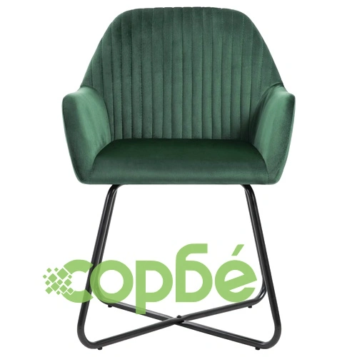 Трапезни столове, 2 бр, зелени, кадифе ➤ топ цена ➤ sorbe.bg