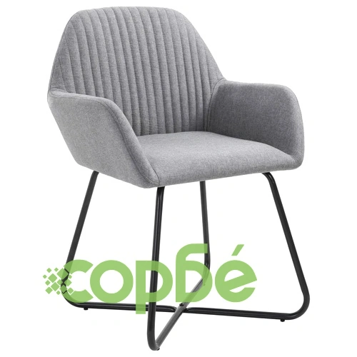 Трапезни столове, 2 бр, светлосиви, текстил ➤ топ цена ➤ sorbe.bg