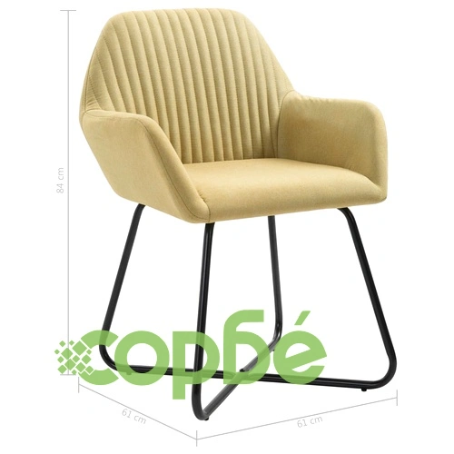 Трапезни столове, 2 бр, зелени, текстил ➤ топ цена ➤ sorbe.bg