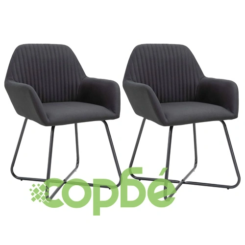 Трапезни столове, 2 бр, черни, текстил ➤ топ цена ➤ sorbe.bg