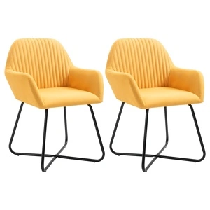 Трапезни столове, 2 бр, жълти, текстил