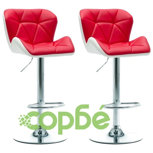 Бар табуретки, 2 бр, червени, изкуствена кожа ➤ топ цена ➤ sorbe.bg