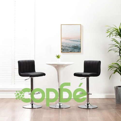 Бар табуретки, 2 бр, черни, изкуствена кожа ➤ топ цена ➤ sorbe.bg