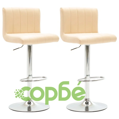 Бар табуретки, 2 бр, кремави, изкуствена кожа ➤ топ цена ➤ sorbe.bg