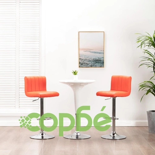Бар табуретки, 2 бр, оранжеви, изкуствена кожа ➤ топ цена ➤ sorbe.bg